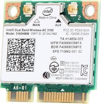 Intel 3160.HMWWB.R - Dual Band Wireless-AC 3160 - Tinklo adapteris - PCIe Half Mini Card - 802.11b, 802.11a, 802.11g, 802.11n, 802.11ac, 802.11ac, "Bluetooth 4.0 LE