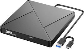 Išorinis CD DVD įrenginys, USB 3.0 ir USB-C CD/DVD išorinis įrenginys, CD DVD +/-RW ROM įrašymo įrenginys, skirtas nešiojamiesiems kompiuteriams, kompiuteriams, staliniams kompiuteriams, MacBook, iMac, Windows 11/10/8/7/XP/Linux/MacOS