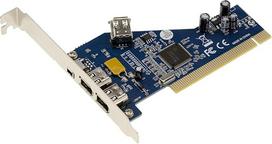 KALEA-INFORMATIQUE PCI ir "FireWire 400 IEEE1394a" 3 prievadų valdiklio kortelė su TI TSB43AB23 mikroschemų rinkiniu