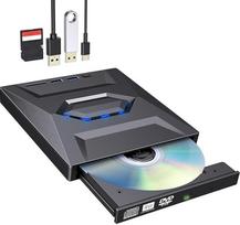 Nešiojamojo kompiuterio išorinis CD DVD įrenginys: Išorinis USB 3.0 ir C tipo DVD diskas su SD/TF kortelių skaitytuvu ir USB prievadais, CD DVD RW įrašymo įrenginys nešiojamiesiems kompiuteriams, staliniams kompiuteriams, Windows XP/2003, Win 7/8/8.1/10,