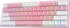 Redragon K617 Fizz 60% laidinė RGB žaidimų klaviatūra, 61 klavišas, kompaktiška mechaninė klaviatūra, linijinis raudonas jungiklis, palaikoma "Pro" programinė įranga
