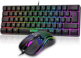 RedThunder 60% klaviatūros ir pelės rinkinys 2 viename prancūziška AZERTY mini klaviatūra itin kompaktiška apšviesta RGB 62 klavišai 6 klavišai 7200 DPI PC Mac PS5 Xbox Gamer