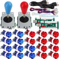 SJ@JX Arcade Game 2 Player Controller DIY Kit mygtukai su logotipu Monetos X Y Pradėti Pasirinkite 8 Way Joystick USB Encoder PC MAME Raspberry Pi