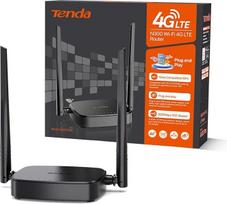 Tenda 4G03 Pro 4G LTE maršrutizatorius, WLAN maršrutizatorius Nano SIM kortelėms (N300 CAT4, 150Mbps atsisiunčiant, 300Mbps 2,4 GHz), 2 x 4dBi antenos, Plug & Play, Fast Ethernet prievadas, programėlė, maršrutizatoriaus režimas, LED, juodas