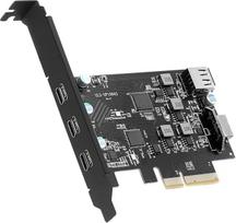 USB C PCIe išplėtimo plokštė 5 prievadų PCIe 4X į USB 3.2 Gen2 10Gbps su 3 USB C ir 2 vidiniais prievadais (1x USB A, 1x USB E tipo A 20 kontaktų raktas) PCI-E į USB Express kortelė staliniam kompiuteriui