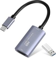 Vaizdo įrašymo kortelė, USB 3.0 HDMI į USB C garso įrašymo kortelė, 4K 1080P60 fiksavimas su C tipo adapterio įrenginiais, skirtais žaidimams, tiesioginiam vaizdo įrašų perdavimui, suderinama su "Windows Mac OS" sistema ir kt.