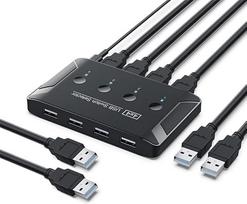 Xiwai KVM USB 2.0 jungiklio selektorius 4 prievadų kompiuteriams, kuriuose dalijamasi 4 įrenginiais, skirtais klaviatūrai, pelei, skaitytuvui, spausdintuvui