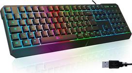 ⭐️KLIM Chroma žaidimų klaviatūra AZERTY FRANCE Laidinė USB klaviatūra - aukštos kokybės - chromatinis apšvietimas Žaidimų juoda RGB PC PS4 Windows Mac [ Nauja versija ]