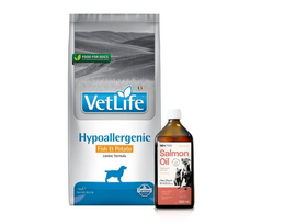 FARMINA Vet Life Hypoallergenic Fish & Potato 12kg + Lab-V 100% lašišų aliejus įvairaus amžiaus šunims ir katėms 500ml šalto spaudimo