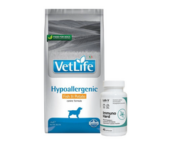 FARMINA Vet Life Hypoallergenic Fish & Potato 12kg + LAB-V Immuno Hard - imuniteto stiprinimas šunims ir katėms 45 kapsulės