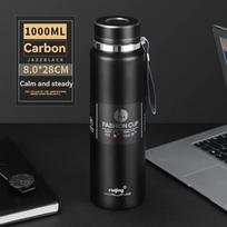 1000ML Puodelis Termosas Butelis Terminis Vandens Butelis Laikantis Šalto ir Karšto Vandens Butelis Termosas Kavai Arbatai Vakuuminės Kolbos Nerūdijančio Plieno 1000ML juoda