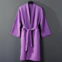 Women Waffle Bathrobe 100%Cotton Long Absorbent  Bath Robe Kimono Men LightWeight Waffle Solid Dressing Gown Sleepwear Top+short S
