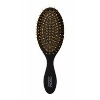 Prabangus šepetys plaukams OSOM Professional Hair Brush With Gold Plated Pins OSOMP2260, su nerūdijančio plieno auksu padengtais šereliais, juodos spalvos