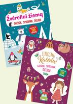 Žvėreliai žiemą + Linksmų Kalėdų! Galvok, spalvink, dėliok. Dviejų knygų komplektas