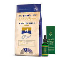 FITMIN Maxi Senior 12kg + LAB-V Omega 3 ir 6 riebalų rūgštys bendrai šunų ir kačių sveikatos, kailio ir odos būklei gerinti 100ml