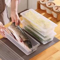 Šaldytuvo laikymo dėžutė su dangteliu mėsai, žuviai ir šviežiems produktams - atspari kvapams ir padalinta. rectangle skaidri
