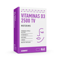 ICONFIT Vitaminas D3 moterims 2500 TV (60 kapsulių)