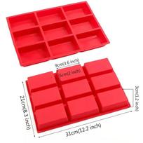Silikoninė 9 kvadratų pyrago ir konditerijos forma kepimui 9-grid cake pan raudona