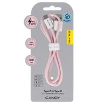 Blavec kabelis Candy braided – USB į Type C – PD 60W 3A 3 metrai (CCA-UC3P30) rožinės spalvos