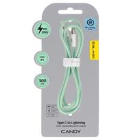 Blavec laidas Candy pintas – Type C į Lightning – PD 20W 2,4A 3 metrai (CCA-CL24GN30) žalios spalvos