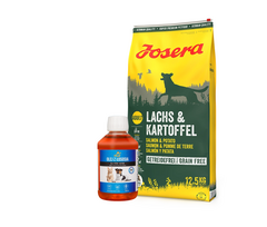 JOSERA Lachs & Kartoffel -Grain Free 12,5kg + LAB V Lašišų aliejus šunims ir katėms 250ml