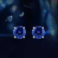 Tanzanite Stud Auskarai Papuošalai Moteriški sidabriniai 6 mm apvalūs auskarai violetinė
