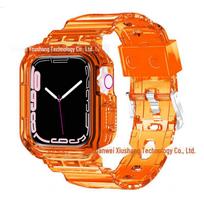 Apple Watch 7/8 TPU Glacier Silicone Strap - Transparent Design 44/45 dial skaidri oranžinė spalva