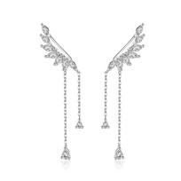 ANDYWEN 925 Sterling Silver Ear Cuffs Wings Climber Women Piercing Drop Earring Wedding Party Luxury Jewelry M