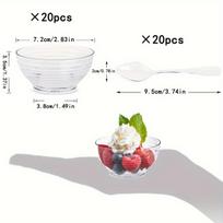 20 vienetų mini desertinių indelių su šaukšteliais, skaidrūs plastikiniai užkandžių indeliai susibūrimams, vakarėliams, Naujiesiems metams, vestuvėms, sužadėtuvėms, Valentino dienai 20pcs