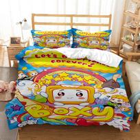 Lankybox Foxy Boxy Mielas animacinis 3D spausdintas patalynės komplektas Karalienės dydžio patalynės komplektas Individualus Karaliaus dydžio patalynės komplektas Minkštas ir patogus EU single(135x200cm)
