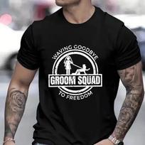 Juokingi marškinėliai su užrašu „Groom Squad“ (Jaunikio komanda) „Bucks“ Geriausiam draugui Jaunikio draugams 3D spausdinti grafiniai viršutiniai drabužiai Marškinėliai išsiskyrimui su mergina Vienišių vakarėlio marškinėliai Dydeli drabužiai S