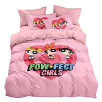 P-Powerpuff Girls patalynės komplektas, animacinių filmų mados 3D spaudos Powerpuff Girls antklodės užvalkalas, namų dekoracija berniukui mergaitei karališko dydžio antklodė 135x200cm 2pcs