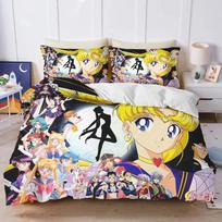Naujas Sailor Moon patalynės komplektas, Japonų anime Sailor Moon patalynės komplektas, Gražios merginos antklodės užvalkalas, Mielas spaudinys, Antklodė, Namai EU single(135x200cm)