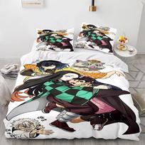 „Demon Slayer“ patalynės komplektas, viengulis, dvigulis, karalienės dydžio, anime, kawaii, „Aldult“ vaikų miegamojo antklodžių užvalkalų komplektai, 3D 70x133cm 2pcs