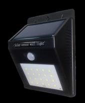 0.75W LED fasado šviestuvas OPTONICA, juodas, 6000K, IP54, su saulės baterija ir judesio/būvio davikliu