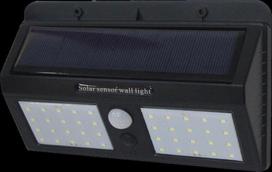 1.54W LED fasado šviestuvas OPTONICA, juodas, 6000K, IP54, su saulės baterija ir judesio/būvio davikliu