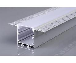 LED juostos užglaistomas profilis OPTONICA, sidabro sp., 2m, su baltu dangteliu ir užbaigimais