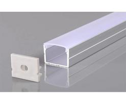 LED juostos paviršinis profilis OPTONICA, sidabro sp., 2m, su baltu dangteliu ir užbaigimais