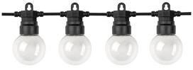 20 LED lempučių girlianda, 10m, 2700K, IP65, su saulės baterija, skaidrus stiklas