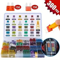 300 vnt. Automobilinių ašmeninių saugiklių rinkinys, 2A/3A/5A/7,5A/10A/15A/20A/25A/30A/35A/40A Automobilinis sunkvežimis Automobilinis vidutinio ir mažo dydžio saugiklis Mišrus Motociklas 300pcs