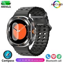 Naujas Watch 7 Ultra Vyriškas Pilnai Jutiklinis Kompasas NFC Laikrodis GPS Trajektorija Bluetooth Skambutis Išmanusis Laikrodis Vyrams Moterims iPhone Samsung juoda