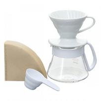 Komplektas Hario V60-01 white + ąsotėlis + filtrai