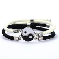 2 vnt. Tai Chi apyrankė vyrams, moterims, pintas rankos raištis, reguliuojama, kinų Yin Yang apyrankė, porų draugystės apyrankė draugams juoda/balta