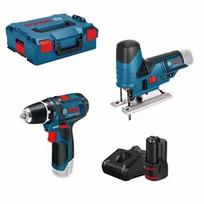 Bosch Komplektas Suktuvas GSR 12V-15 + Siaurapjūklis GST 12V-70 + 2x2Ah akumuliatoriai + GAL12V-40 įkroviklis + L-Boxx