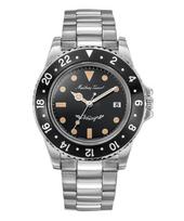 Mathey-Tissot Mathy Vintage Nerūdijančio Plieno Juodas Ciferblatas Kvarcinis H900AN Vyriškas Laikrodis juoda