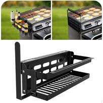 Kepimo plokštės priedai Prieskonių lentyna BBQ laikymo sieninis laikiklis su popierinio rankšluosčio laikikliu kepimui black