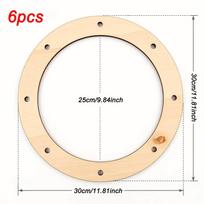 6pcs 11.81 Inch Wooden Wreath Rings, Wood Wreath Form with Holes, Hanging Thickness Floral Hoop Wreath Frame for Wedding