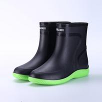 Neperšlampami unisex lietaus batai: stilingi iki pusės blauzdos, storos šiltos gumos, neslystantys darbui, žvejybai ar virtuvės reikmėms. single shoes, 36 juoda/žalia
