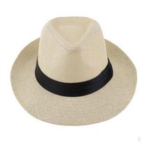 Adult Straw Panama Hat, Sombrero Fedora Trilby Cap, Wide Brim Sunhat, Fancy Dress Sunbonnet beige 2