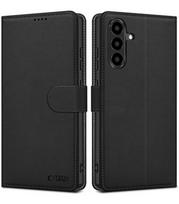 Matinis juodas atverčiamas dėklas Samsung Galaxy A36 5G telefonui "Tech-Protect Wallet"